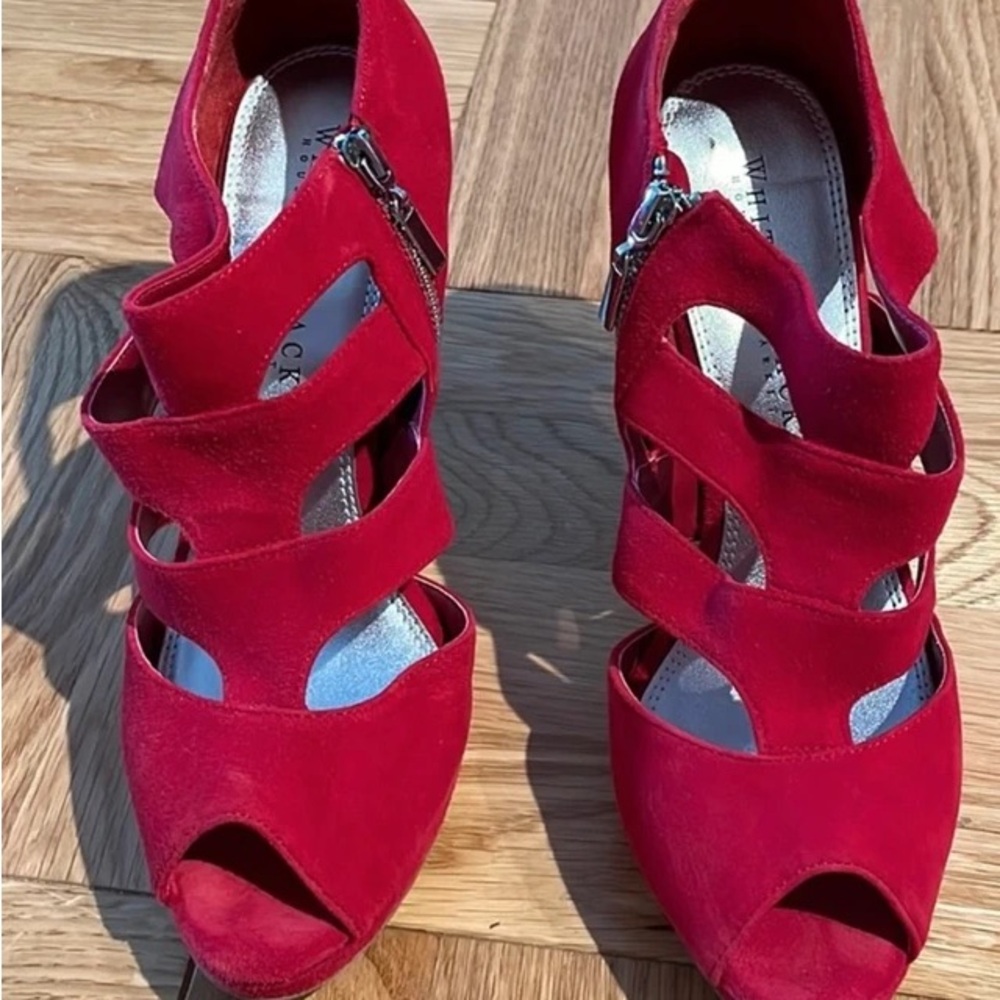 White House Black Market Crimson Strappy Heels
